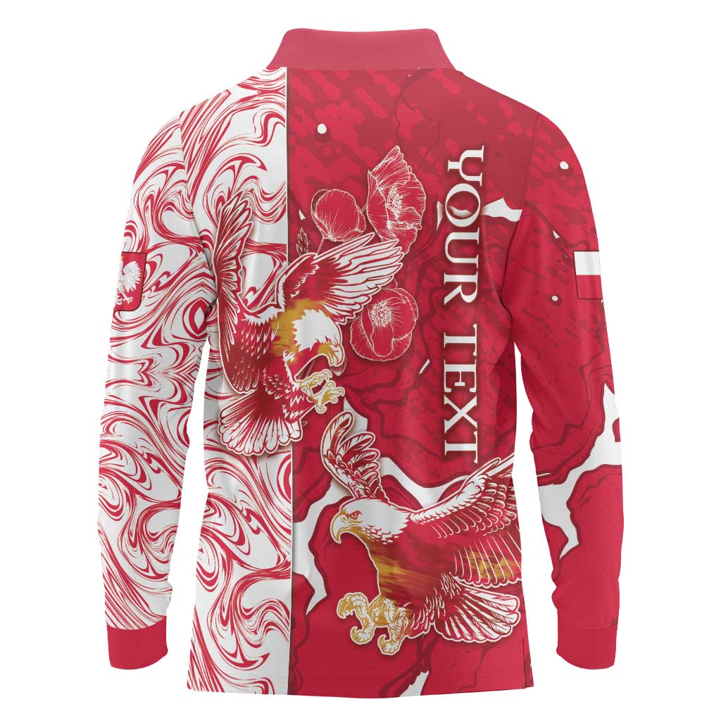 Personalized Poland Long Sleeve Polo Shirt Two White Eagles Fighting - Wonder Print Shop