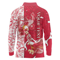 Personalized Poland Long Sleeve Polo Shirt Two White Eagles Fighting - Wonder Print Shop