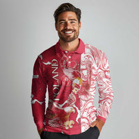 Personalized Poland Long Sleeve Polo Shirt Two White Eagles Fighting - Wonder Print Shop