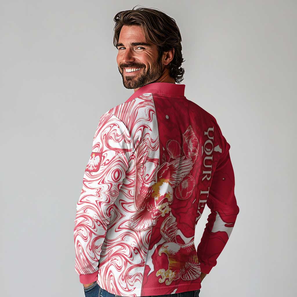 Personalized Poland Long Sleeve Polo Shirt Two White Eagles Fighting - Wonder Print Shop