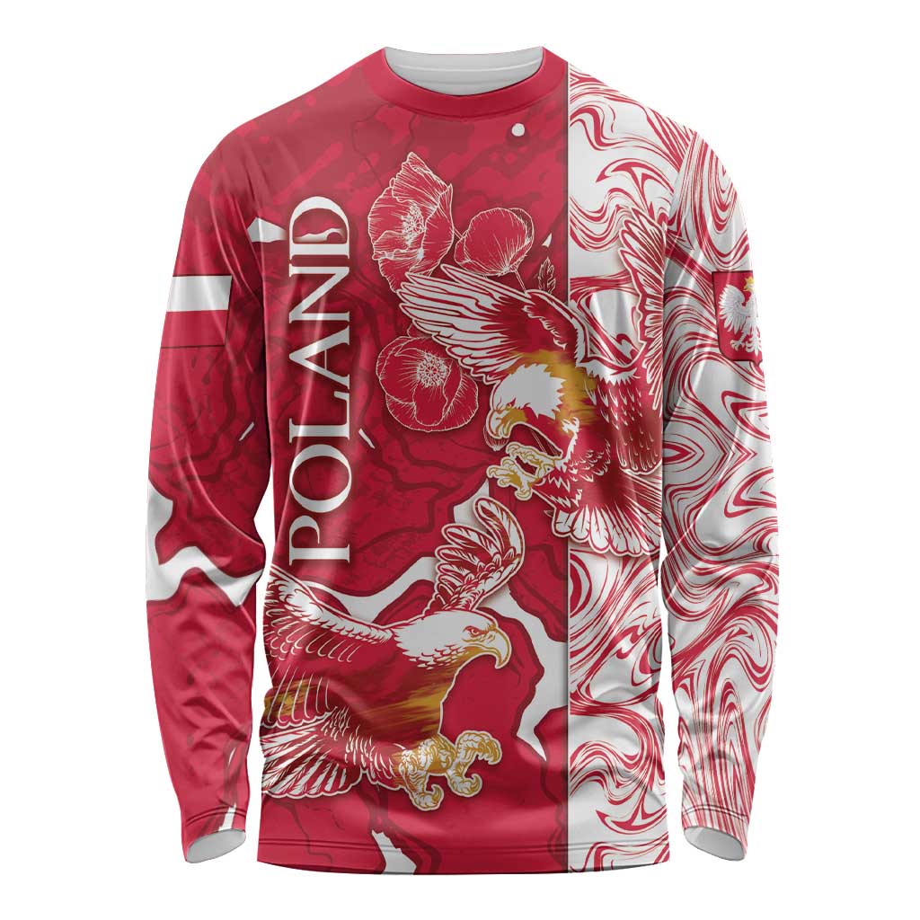 Personalized Poland Long Sleeve Shirt Two White Eagles Fighting - Wonder Print Shop