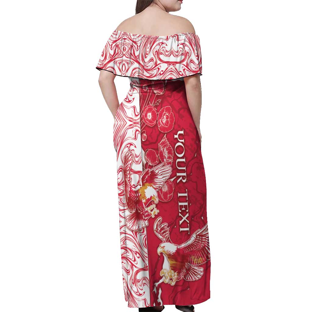 Personalized Poland Off Shoulder Maxi Dress Two White Eagles Fighting - Wonder Print Shop