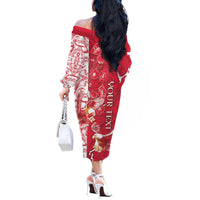 Personalized Poland Off The Shoulder Long Sleeve Dress Two White Eagles Fighting - Wonder Print Shop