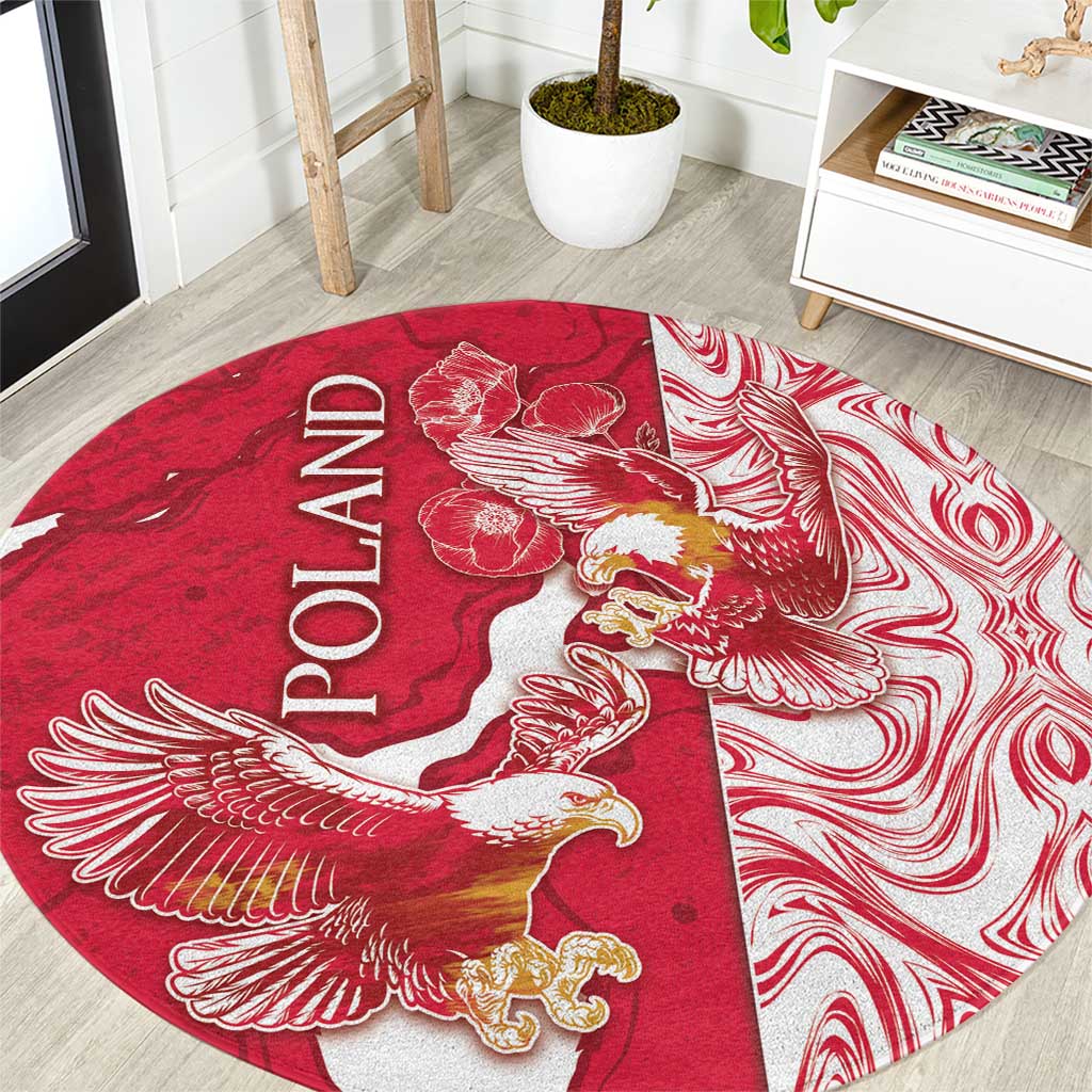 Poland Round Carpet Two White Eagles Fighting - Wonder Print Shop