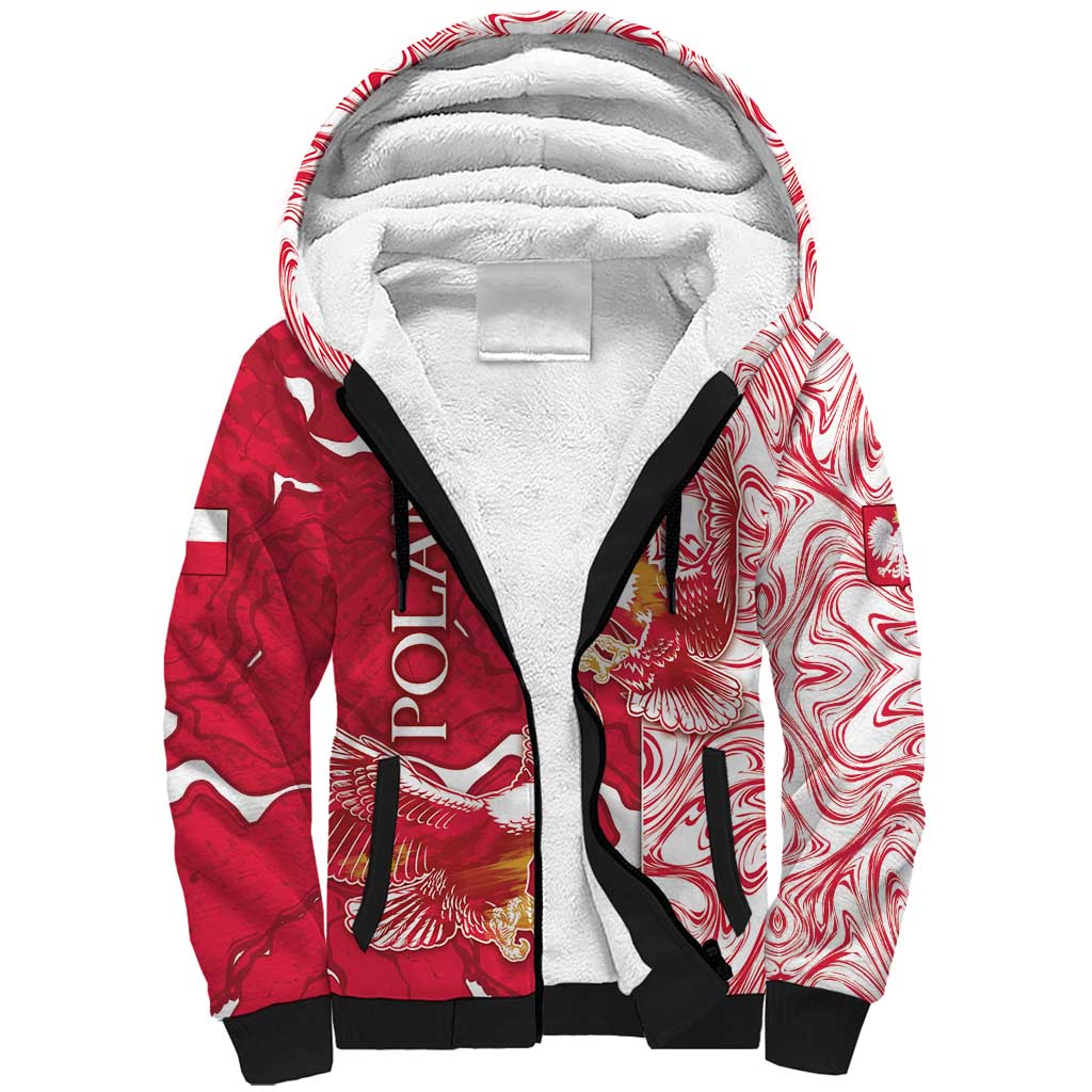 Personalized Poland Sherpa Hoodie Two White Eagles Fighting - Wonder Print Shop