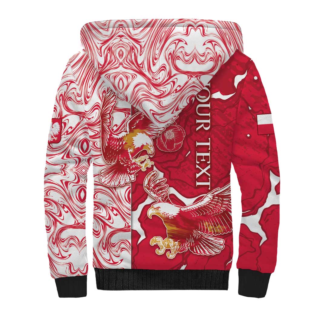 Personalized Poland Sherpa Hoodie Two White Eagles Fighting - Wonder Print Shop