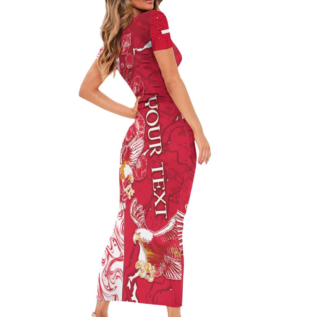 Personalized Poland Short Sleeve Bodycon Dress Two White Eagles Fighting - Wonder Print Shop