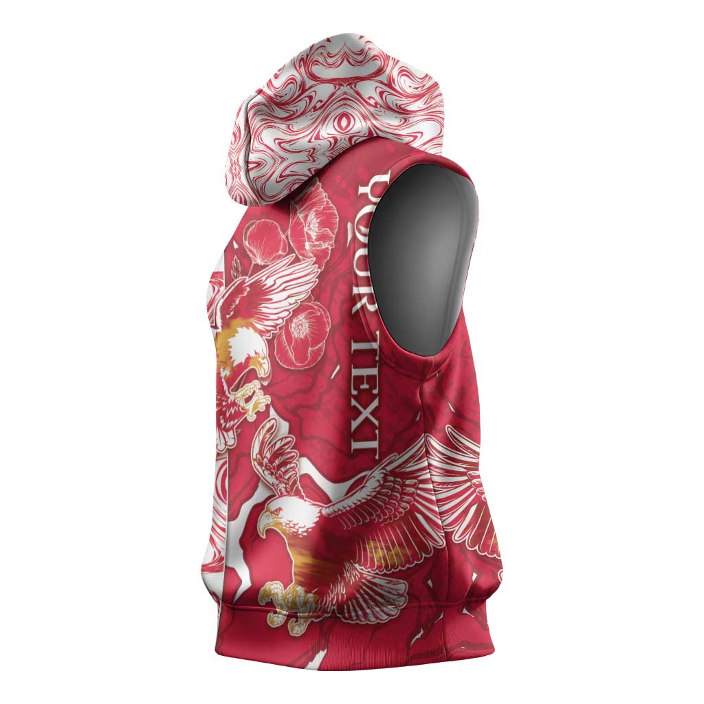 Personalized Poland Sleeveless Hoodie Two White Eagles Fighting - Wonder Print Shop