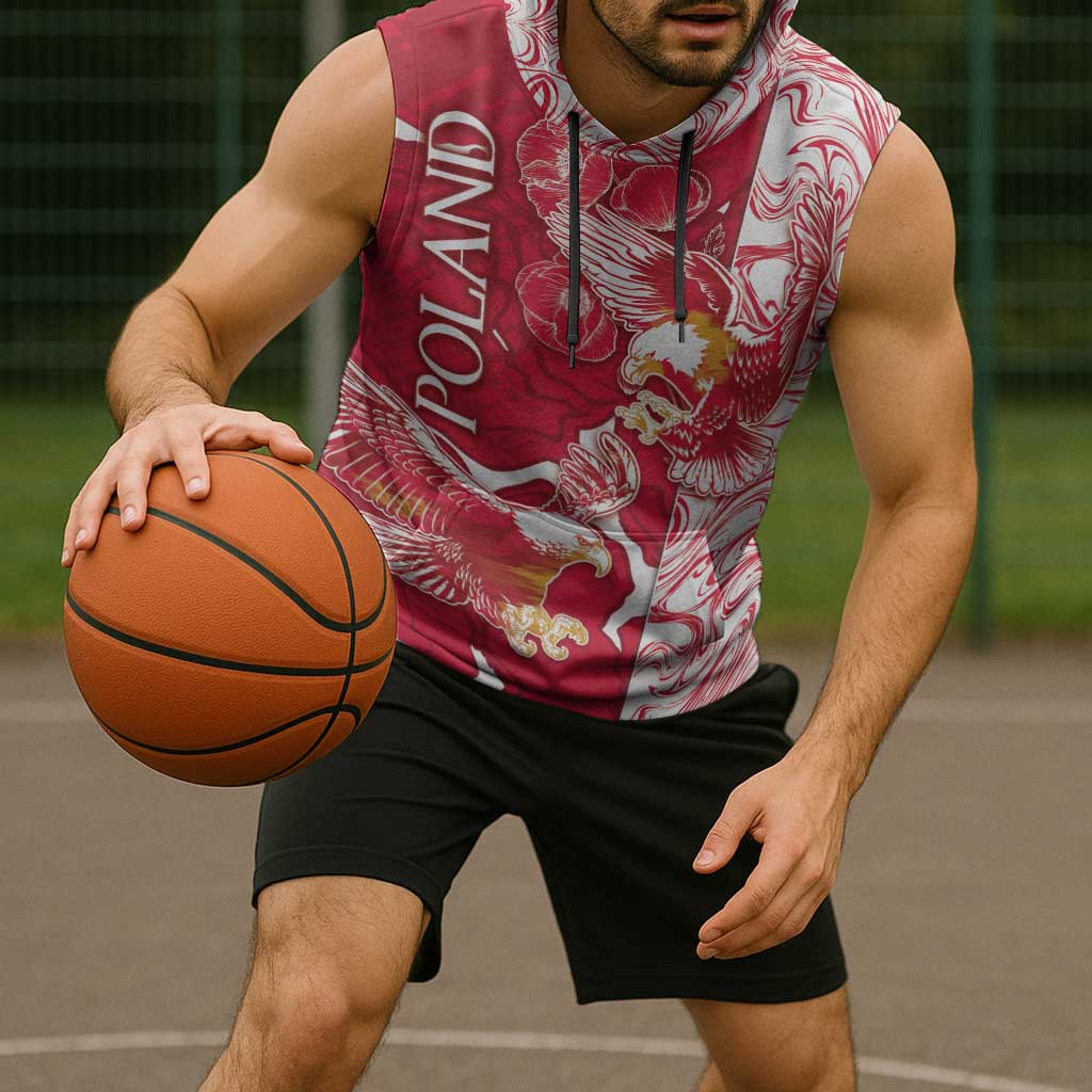 Personalized Poland Sleeveless Hoodie Two White Eagles Fighting - Wonder Print Shop