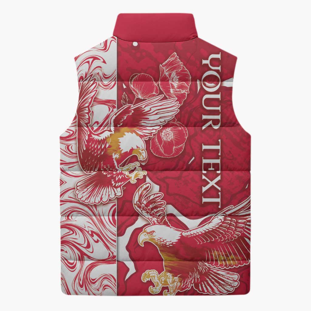 Personalized Poland Sleeveless Puffer Jacket Two White Eagles Fighting - Wonder Print Shop
