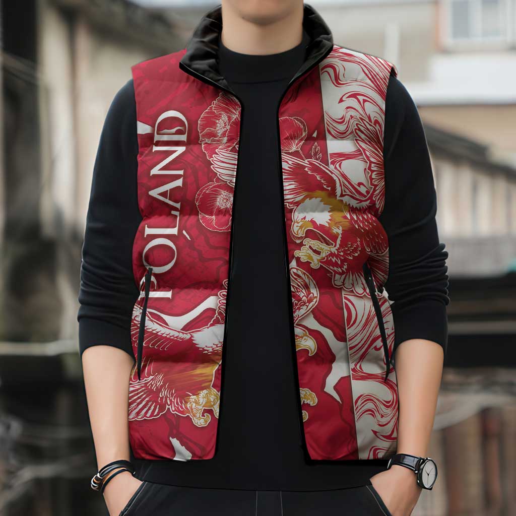 Personalized Poland Sleeveless Puffer Jacket Two White Eagles Fighting - Wonder Print Shop