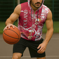 Personalized Poland Sleeveless Zip Hoodie Two White Eagles Fighting - Wonder Print Shop