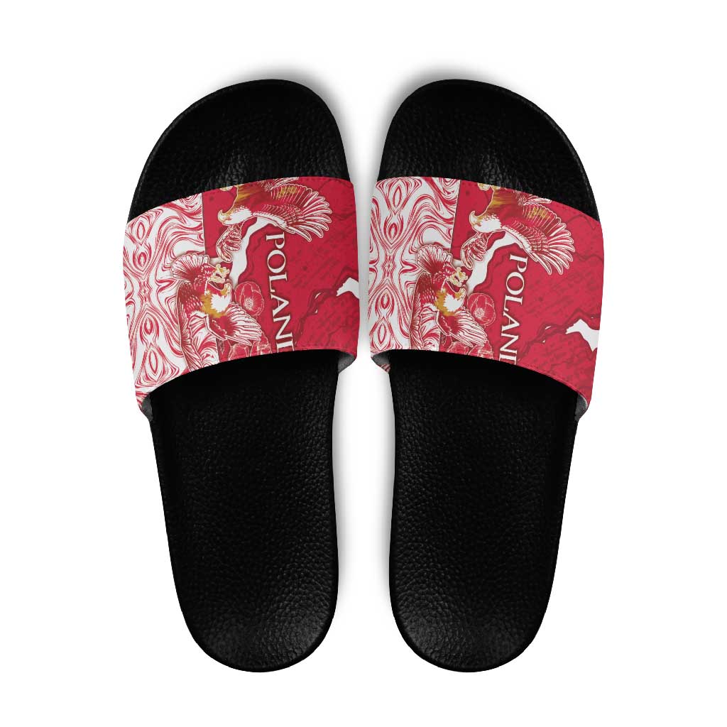 Poland Slide Sandals Two White Eagles Fighting - Wonder Print Shop