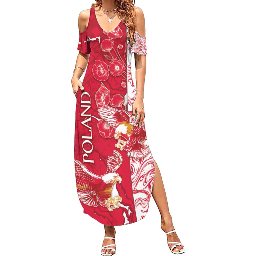 Personalized Poland Summer Maxi Dress Two White Eagles Fighting - Wonder Print Shop