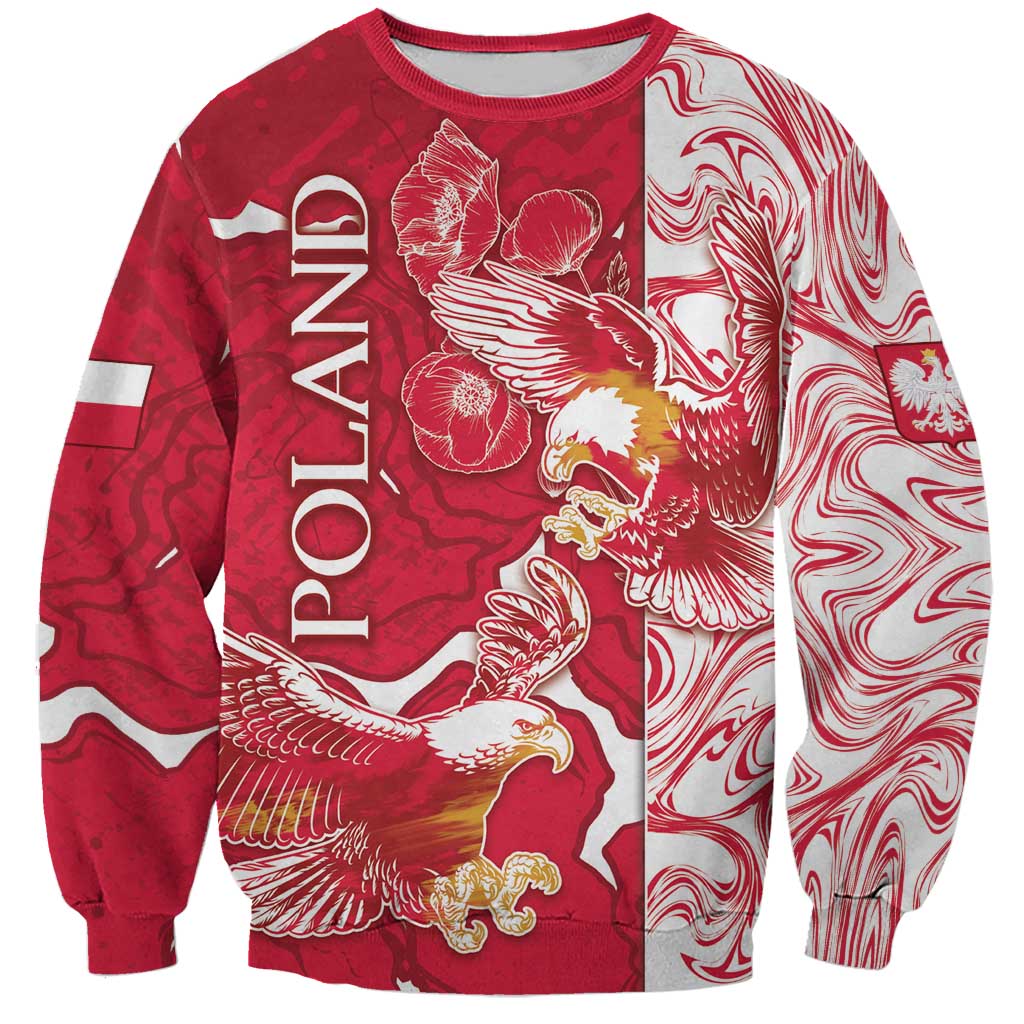 Personalized Poland Sweatshirt Two White Eagles Fighting - Wonder Print Shop