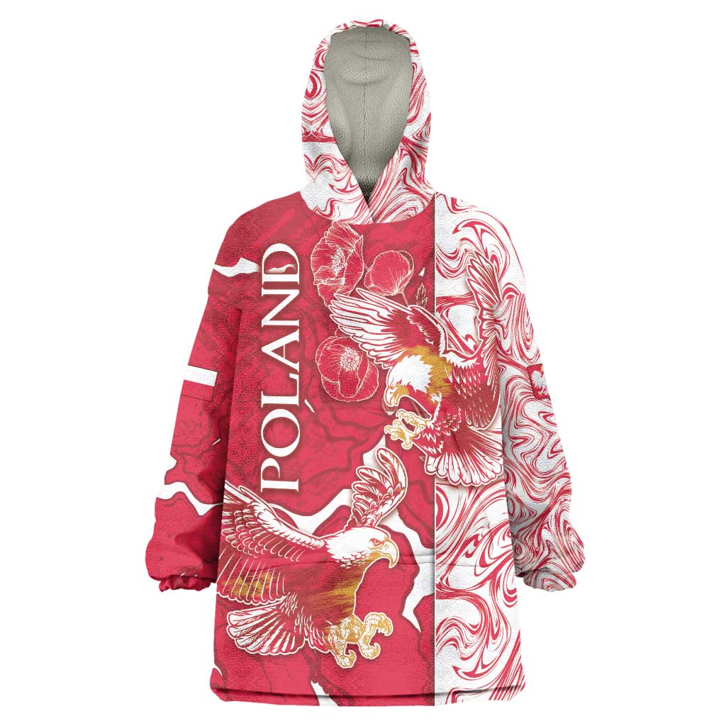Personalized Poland Wearable Blanket Hoodie Two White Eagles Fighting - Wonder Print Shop