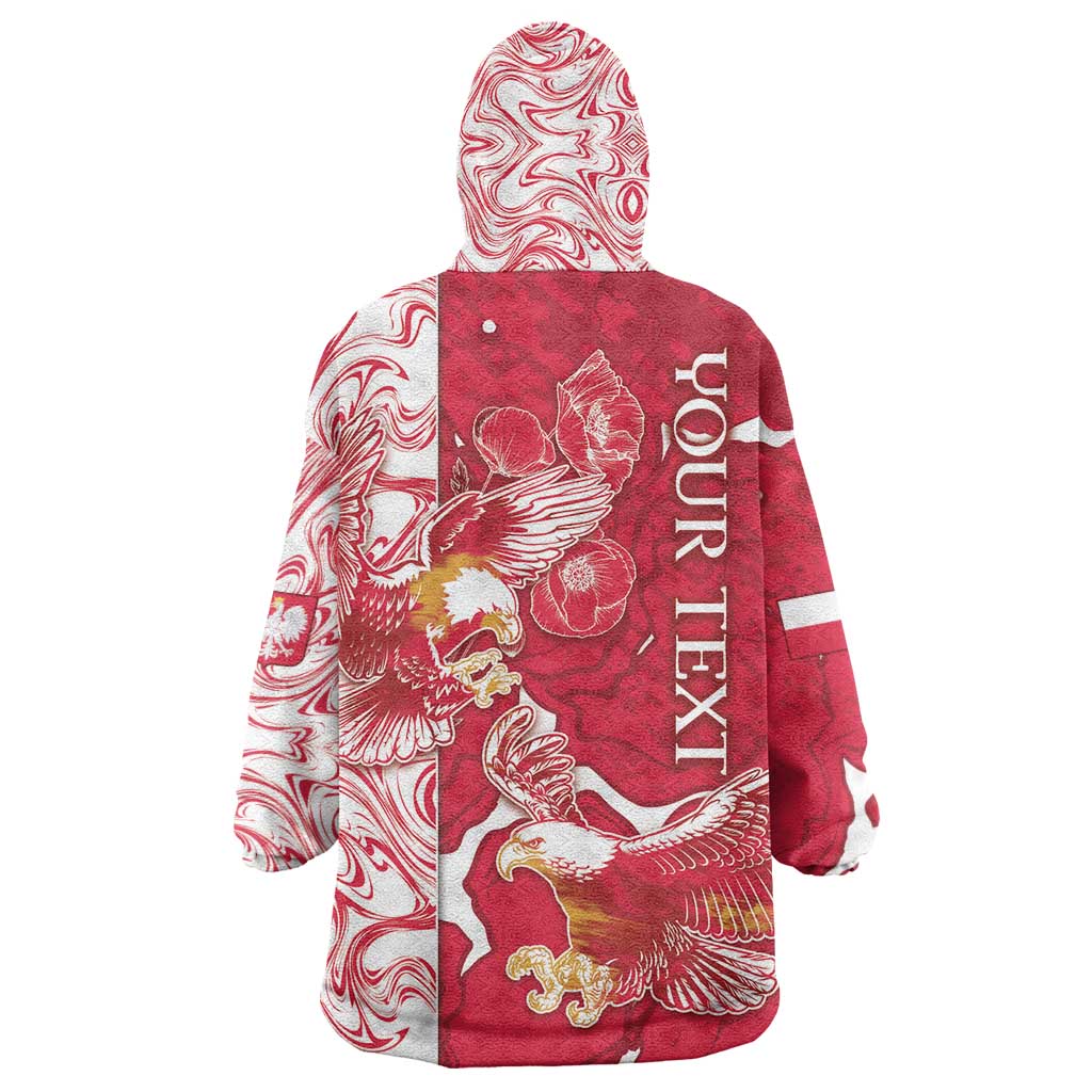 Personalized Poland Wearable Blanket Hoodie Two White Eagles Fighting - Wonder Print Shop