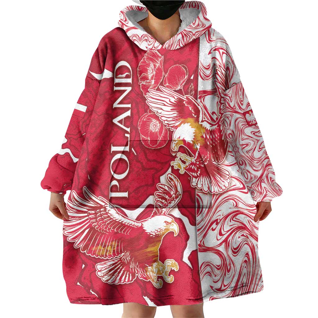 Personalized Poland Wearable Blanket Hoodie Two White Eagles Fighting - Wonder Print Shop