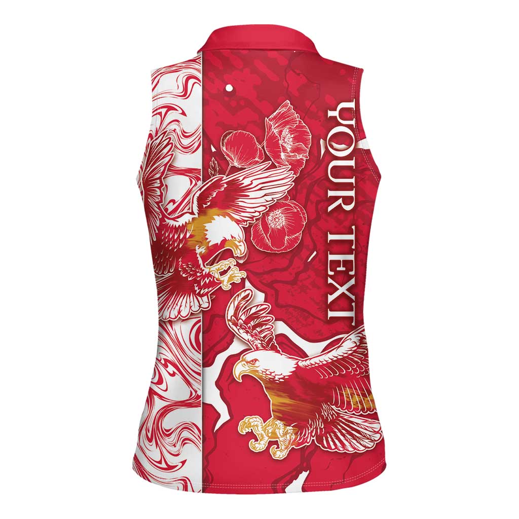 Personalized Poland Women Sleeveless Polo Shirt Two White Eagles Fighting - Wonder Print Shop