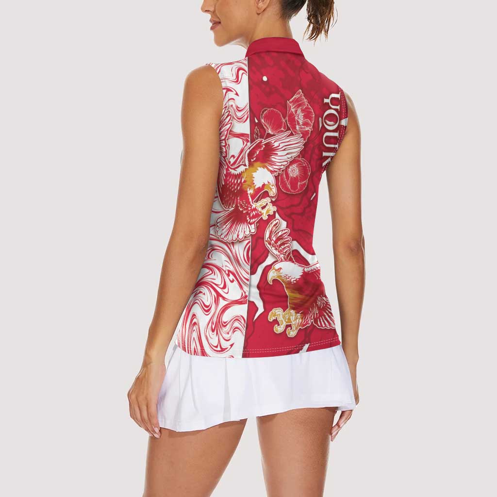 Personalized Poland Women Sleeveless Polo Shirt Two White Eagles Fighting - Wonder Print Shop