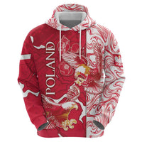 Personalized Poland Zip Hoodie Two White Eagles Fighting - Wonder Print Shop