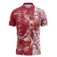 Personalized Poland Zipper Polo Shirt Two White Eagles Fighting - Wonder Print Shop