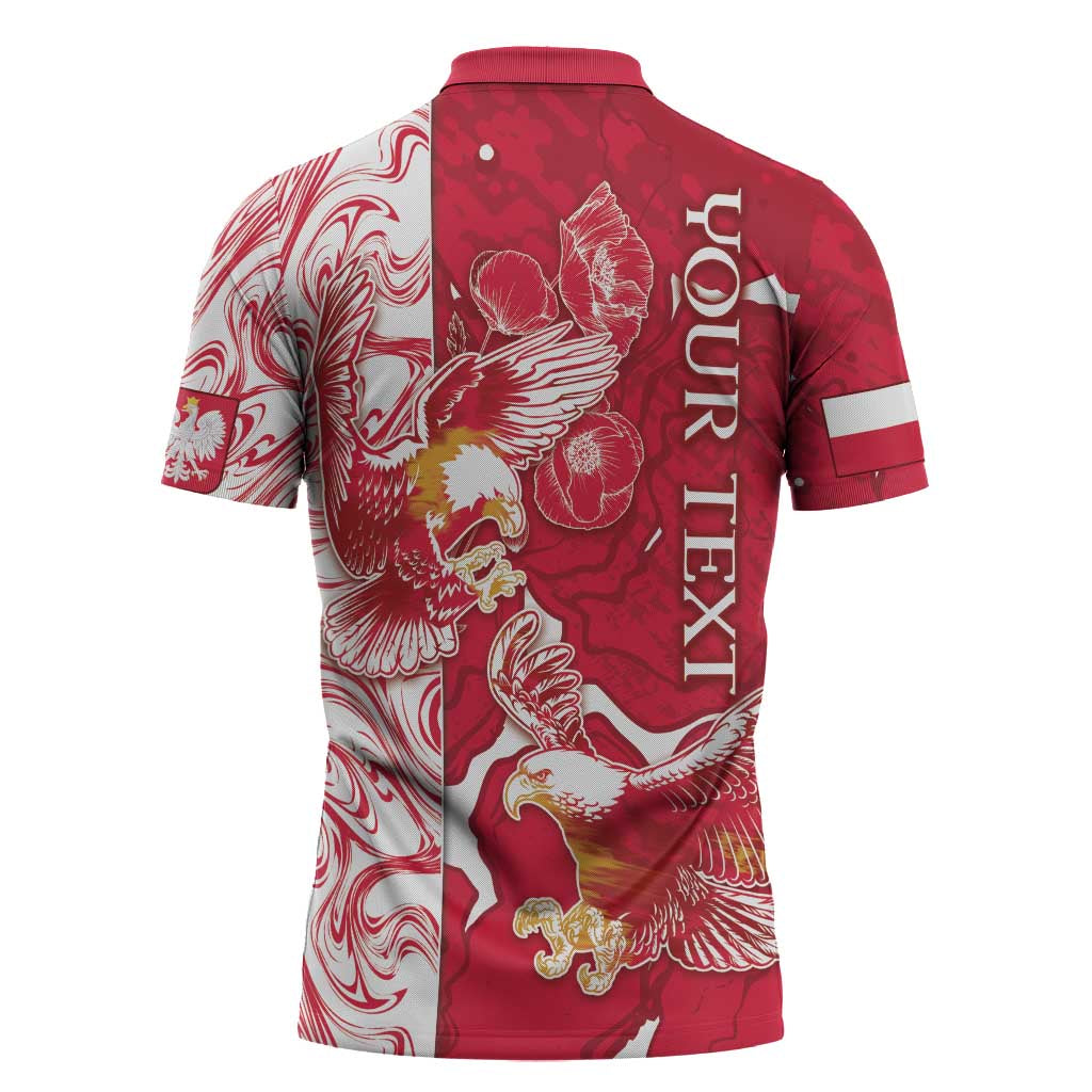 Personalized Poland Zipper Polo Shirt Two White Eagles Fighting - Wonder Print Shop