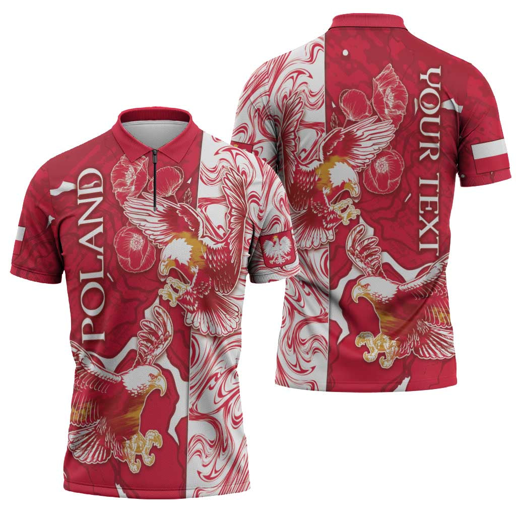Personalized Poland Zipper Polo Shirt Two White Eagles Fighting - Wonder Print Shop