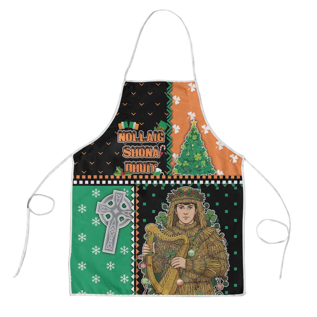 Ireland Christmas Apron Wren Boy With Shamrock Xmas Tree - Wonder Print Shop