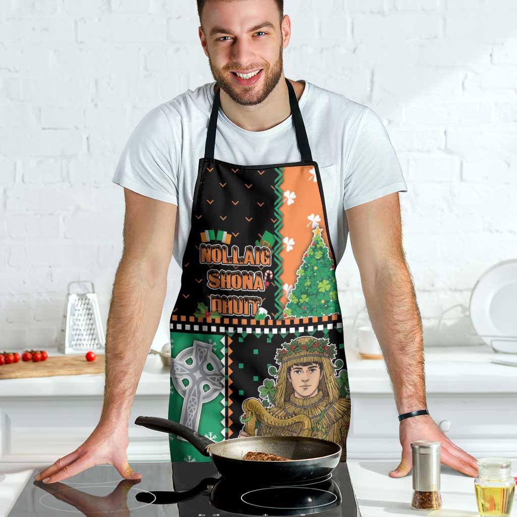 Ireland Christmas Apron Wren Boy With Shamrock Xmas Tree - Wonder Print Shop