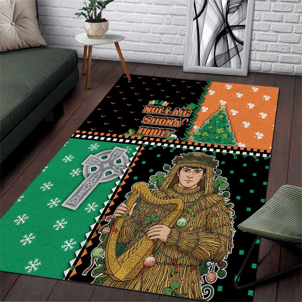 Ireland Christmas Area Rug Wren Boy With Shamrock Xmas Tree - Wonder Print Shop
