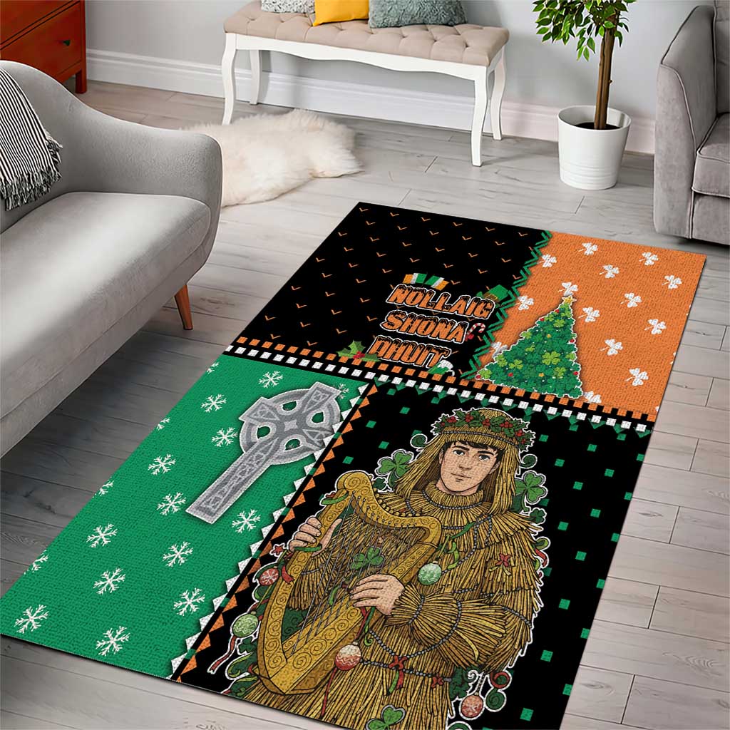 Ireland Christmas Area Rug Wren Boy With Shamrock Xmas Tree - Wonder Print Shop