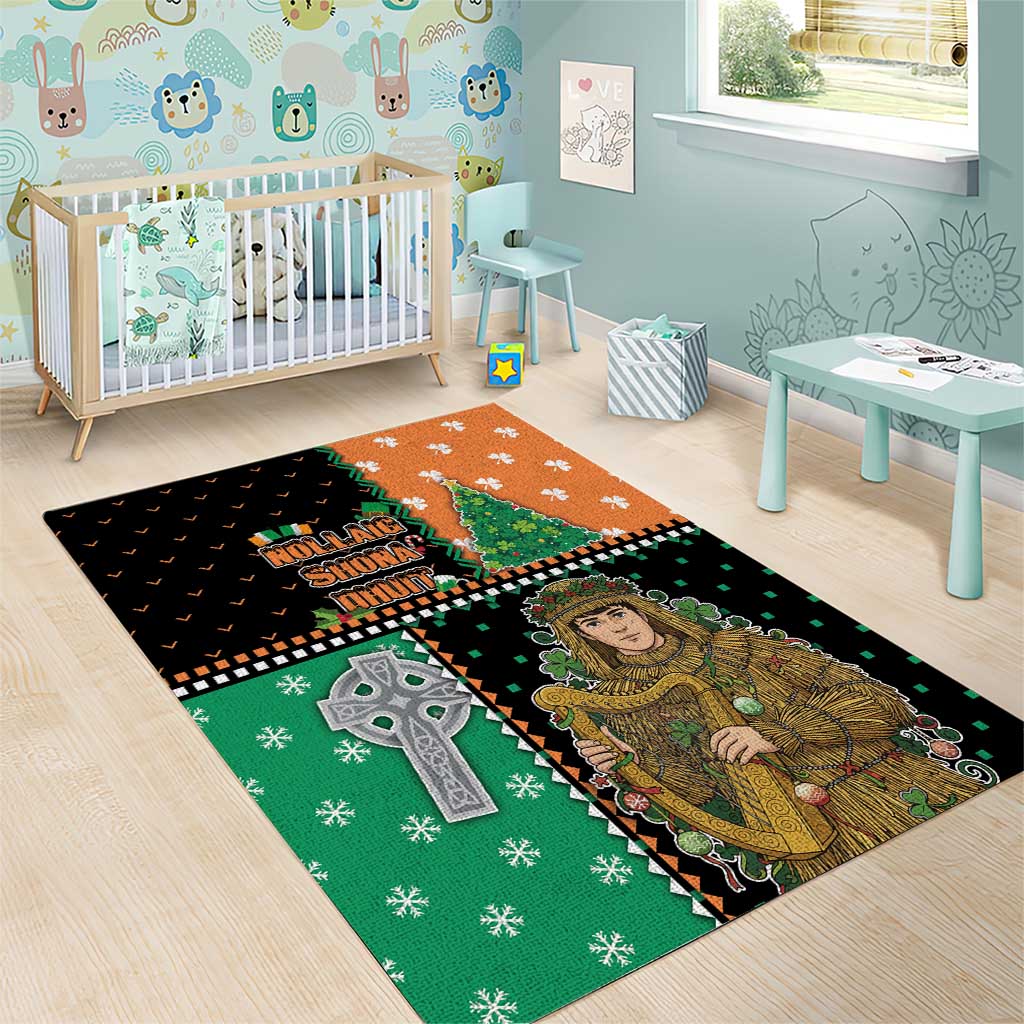 Ireland Christmas Area Rug Wren Boy With Shamrock Xmas Tree - Wonder Print Shop