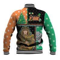 Ireland Christmas Baseball Jacket Wren Boy With Shamrock Xmas Tree - Wonder Print Shop