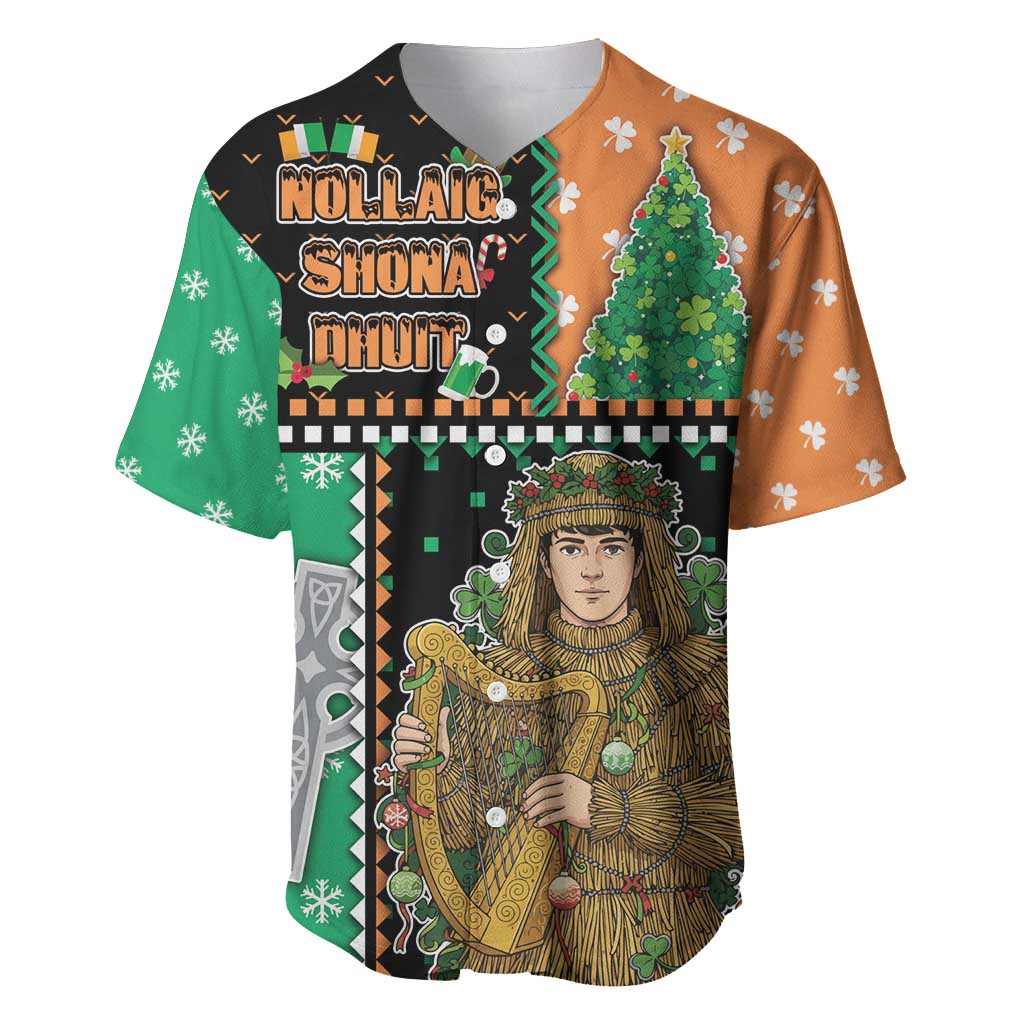 Ireland Christmas Baseball Jersey Wren Boy With Shamrock Xmas Tree - Wonder Print Shop