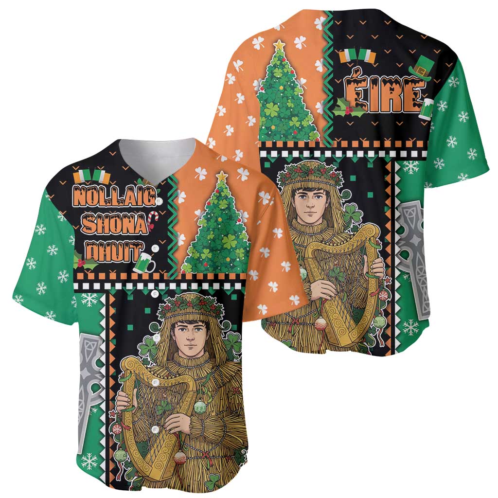 Ireland Christmas Baseball Jersey Wren Boy With Shamrock Xmas Tree - Wonder Print Shop
