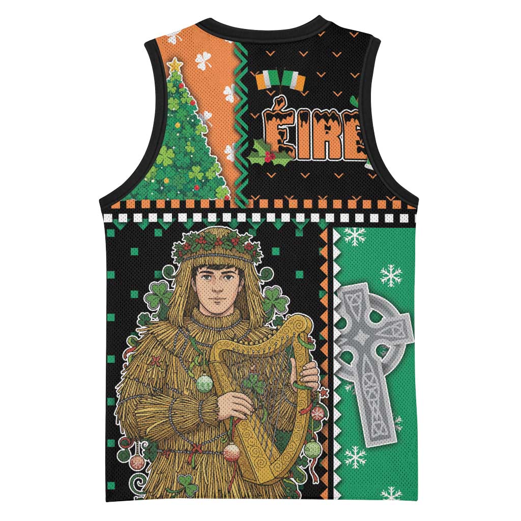 Ireland Christmas Basketball Jersey Wren Boy With Shamrock Xmas Tree - Wonder Print Shop