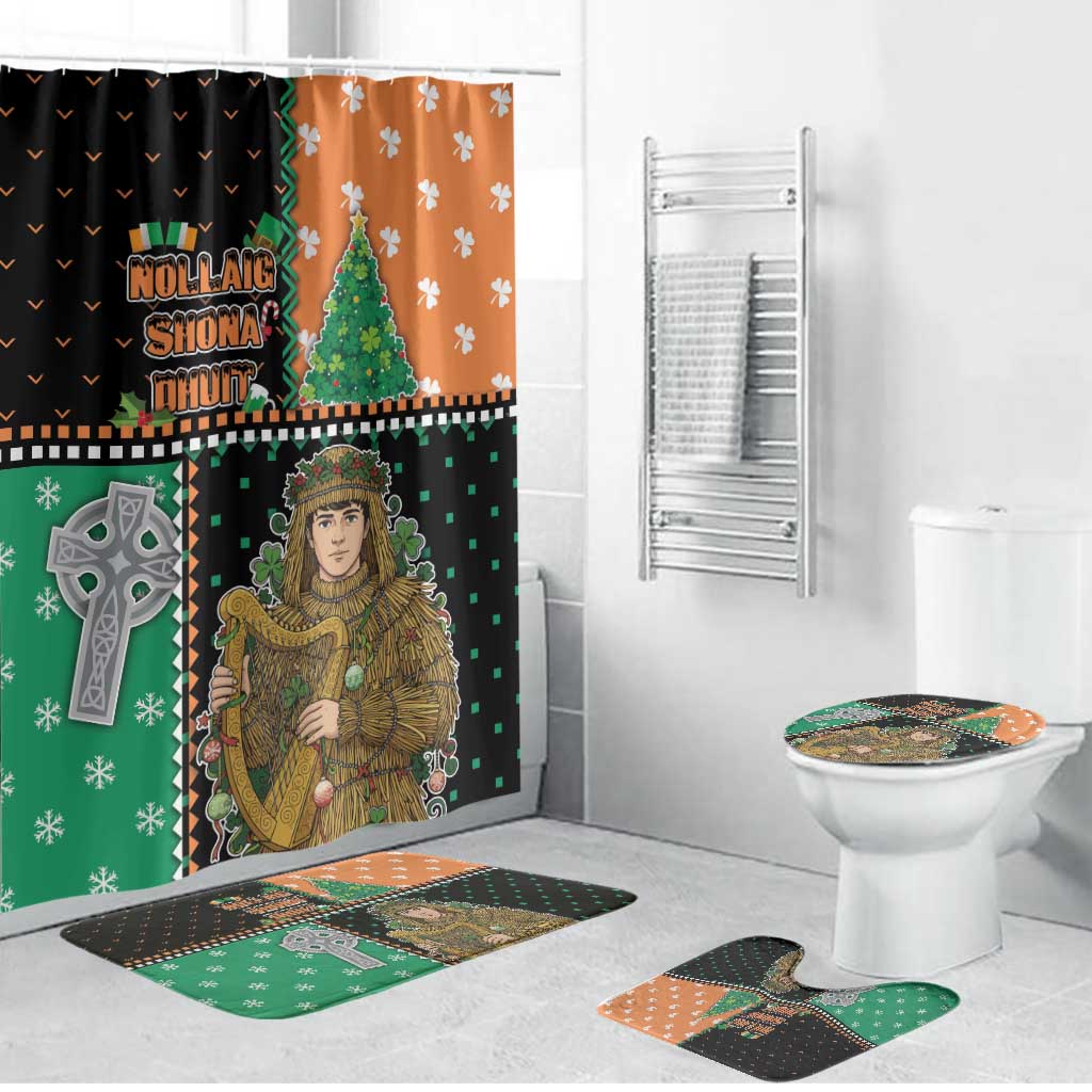 Ireland Christmas Bathroom Set Wren Boy With Shamrock Xmas Tree - Wonder Print Shop