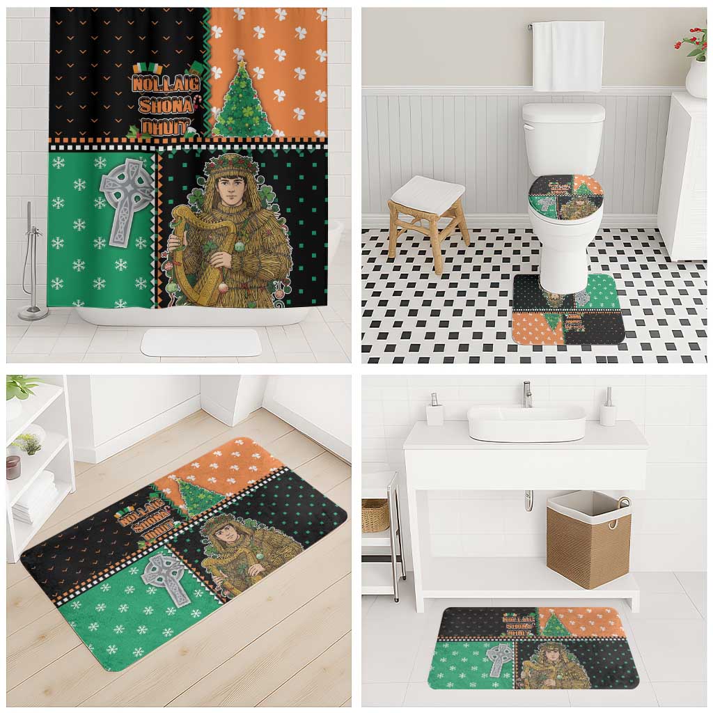 Ireland Christmas Bathroom Set Wren Boy With Shamrock Xmas Tree - Wonder Print Shop