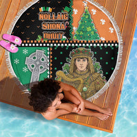 Ireland Christmas Beach Blanket Wren Boy With Shamrock Xmas Tree - Wonder Print Shop