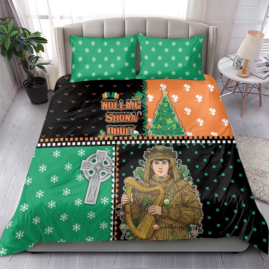 Ireland Christmas Bedding Set Wren Boy With Shamrock Xmas Tree - Wonder Print Shop