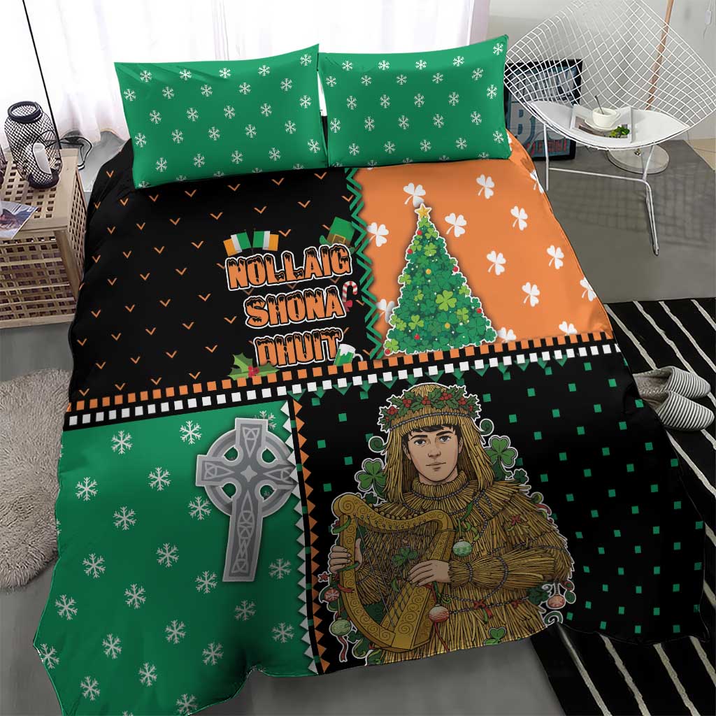 Ireland Christmas Bedding Set Wren Boy With Shamrock Xmas Tree - Wonder Print Shop