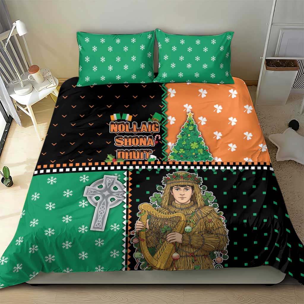 Ireland Christmas Bedding Set Wren Boy With Shamrock Xmas Tree - Wonder Print Shop