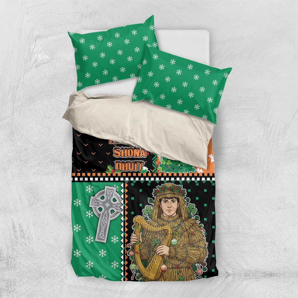 Ireland Christmas Bedding Set Wren Boy With Shamrock Xmas Tree - Wonder Print Shop