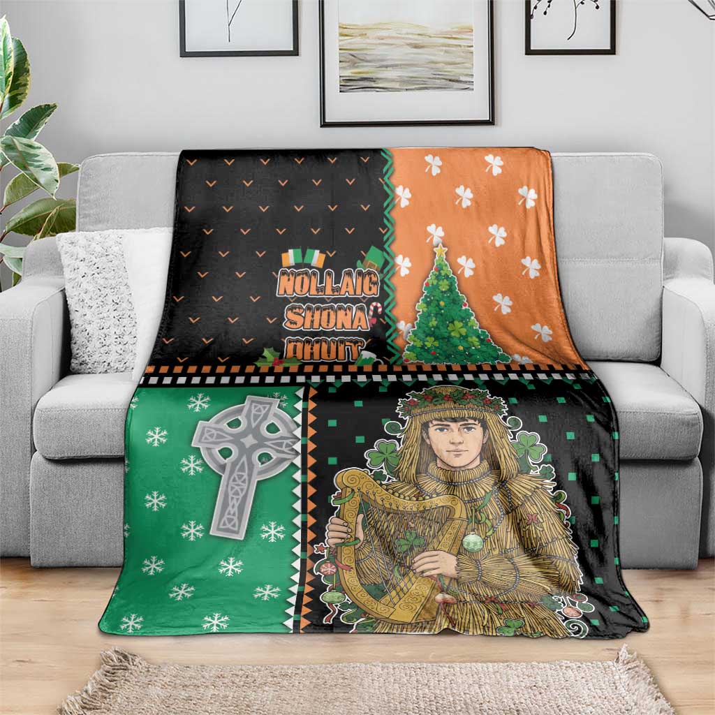 Ireland Christmas Blanket Wren Boy With Shamrock Xmas Tree - Wonder Print Shop