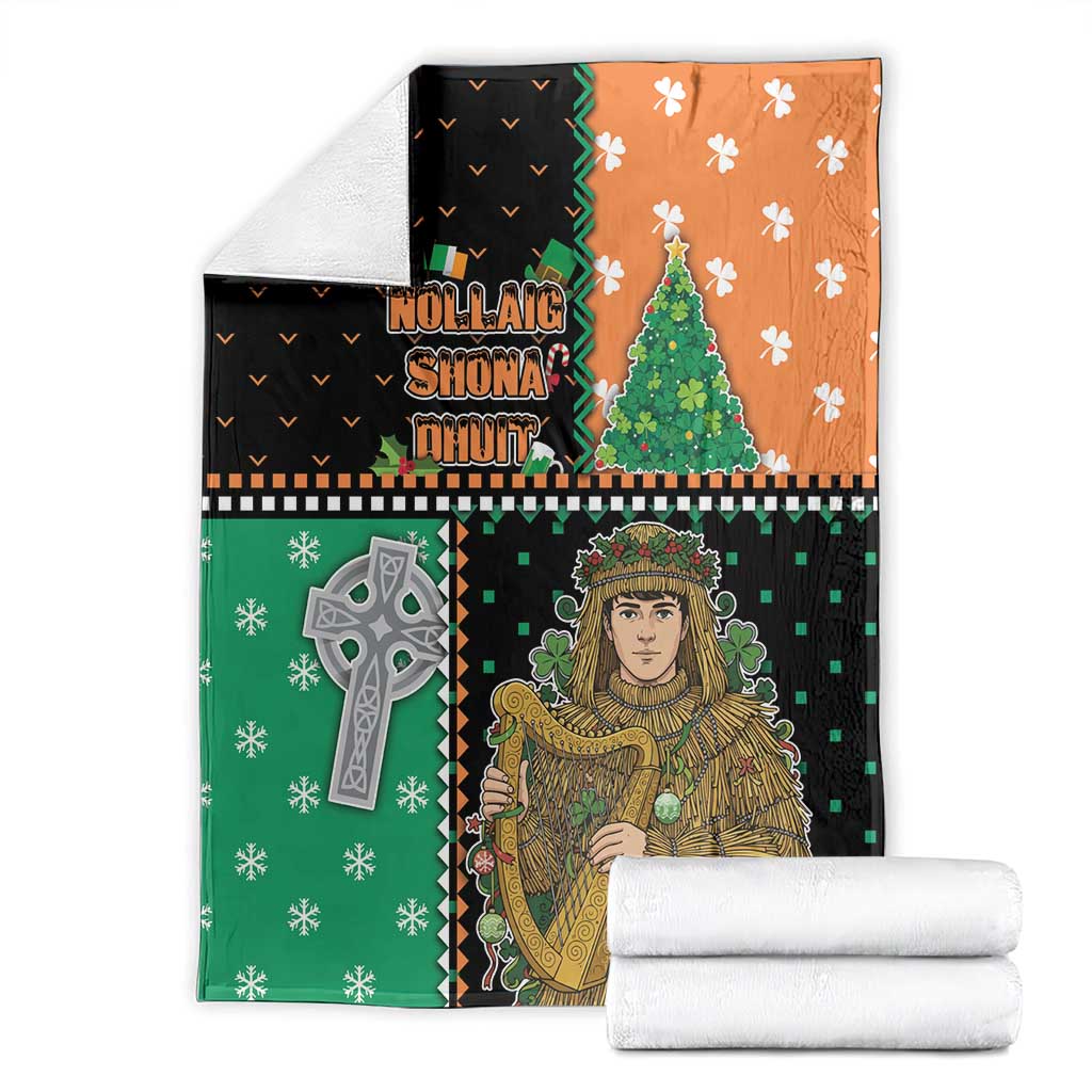 Ireland Christmas Blanket Wren Boy With Shamrock Xmas Tree - Wonder Print Shop