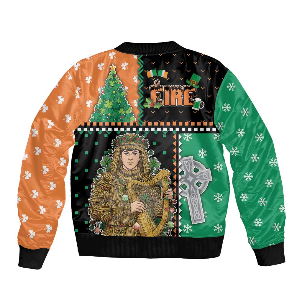 Ireland Christmas Bomber Jacket Wren Boy With Shamrock Xmas Tree - Wonder Print Shop