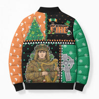 Ireland Christmas Bomber Puffer Jacket Wren Boy With Shamrock Xmas Tree - Wonder Print Shop
