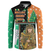 Ireland Christmas Button Sweatshirt Wren Boy With Shamrock Xmas Tree - Wonder Print Shop