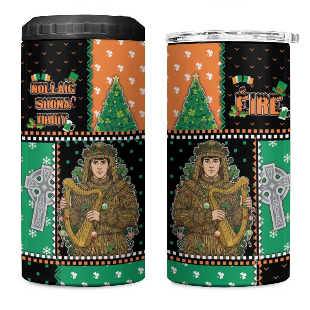 Ireland Christmas 4 in 1 Can Cooler Tumbler Wren Boy With Shamrock Xmas Tree - Wonder Print Shop
